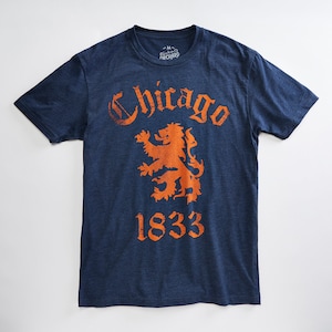 Chicago Lion Triblend Unisex T-Shirt. Soft navy tee for men and women.