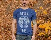 Iowa State Seal T-Shirt. Vintage Style Soft Retro Midwest Shirt Unisex Men 39 s Slim Fit and Women 39 s Tee