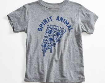 Pizza is my Spirit Animal Kids Triblend Grey T-shirt. Vintage Unisex Child Shirt. Funny food, snack tee for girls, boys.