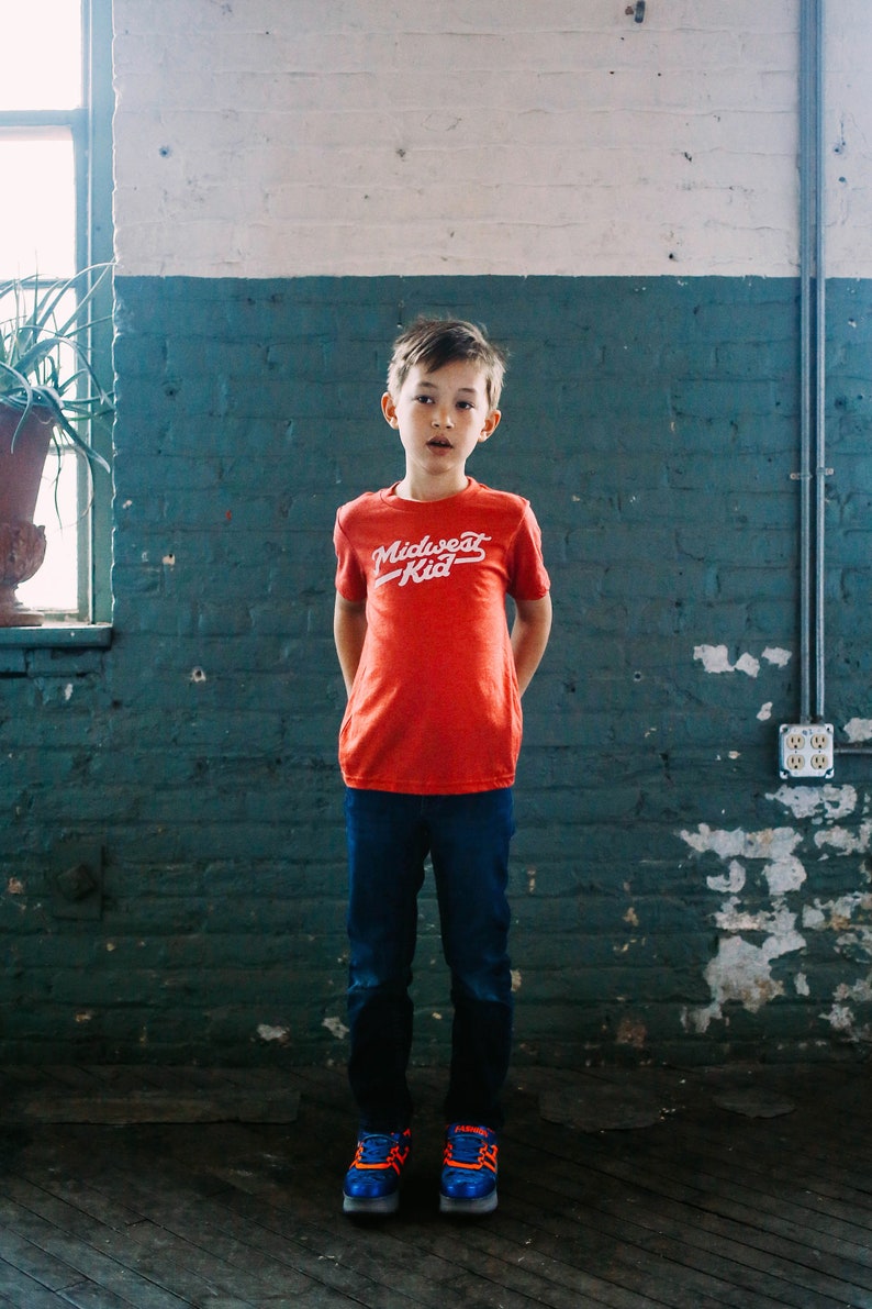 Midwest Kid Kids Triblend Red T-shirt. Vintage Unisex Toddler Shirt. Midwestern pride, tee for girls, boys. image 2