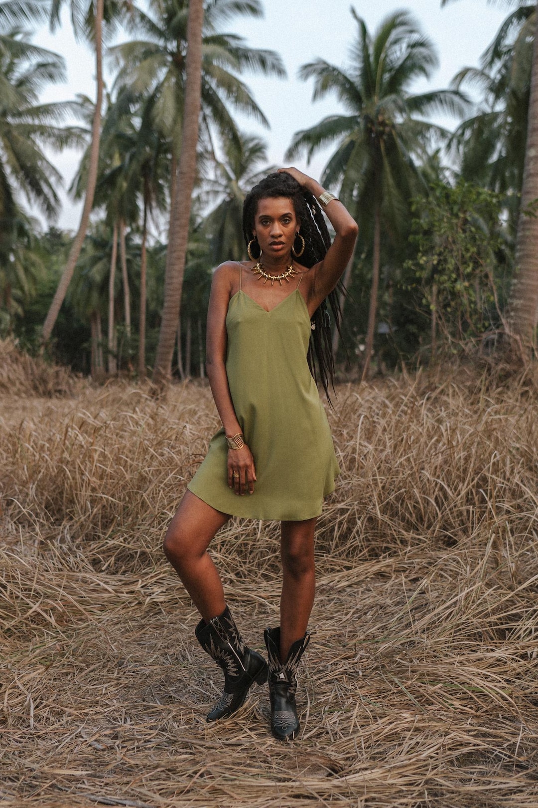 portillo linen blend mini dress olive Portillo Linen Blend Mini Dress Olive