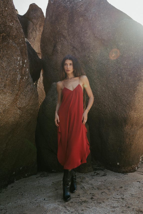 viscose evening dress One-Sleeve Viscose Satin Long Dress – John Paul Ataker