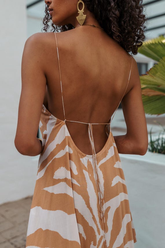 orange and white zebra print dress Zebra Maxi Slip Dress Orange