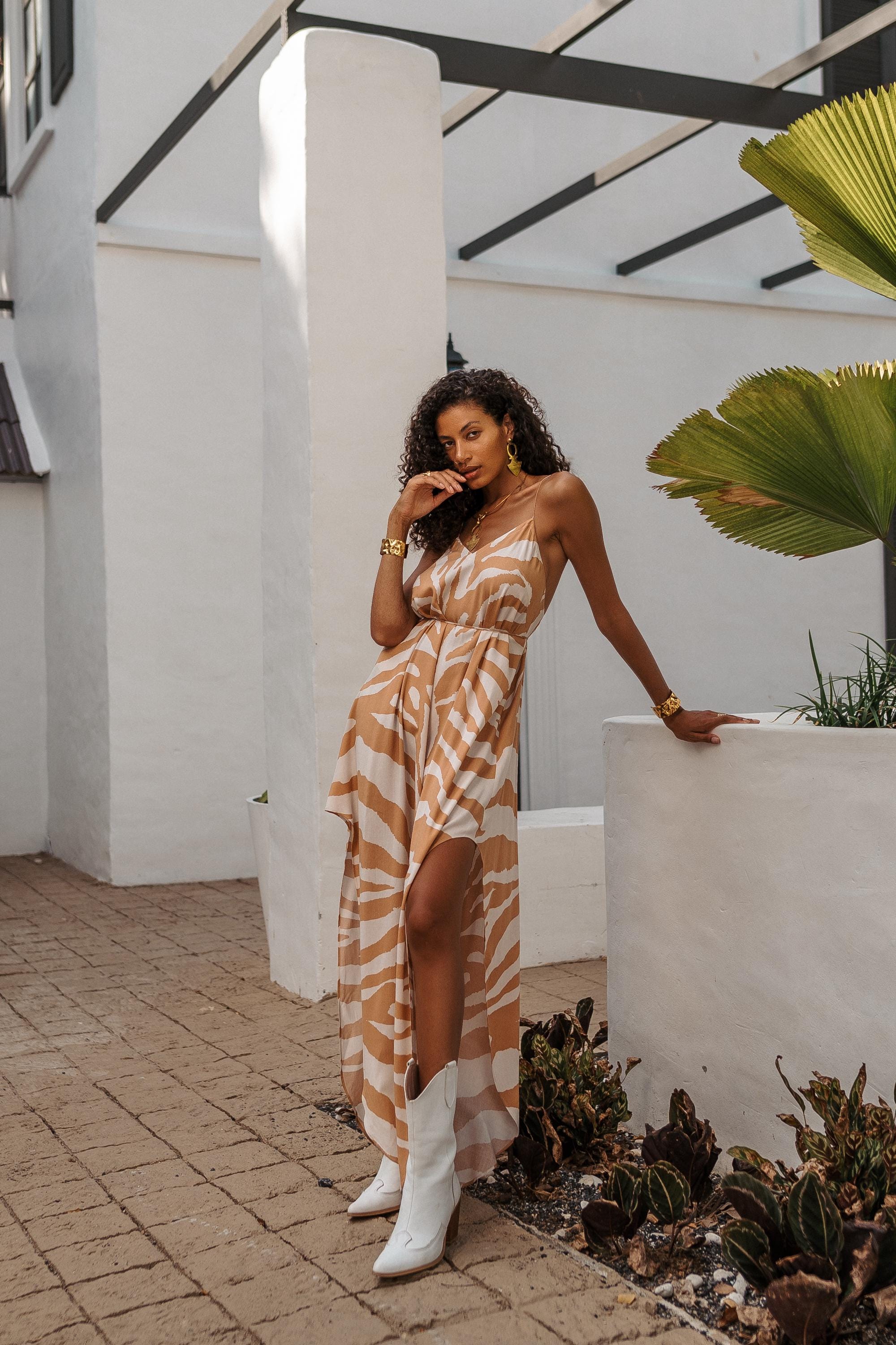 orange zebra print dress Rosela Dress Zebra