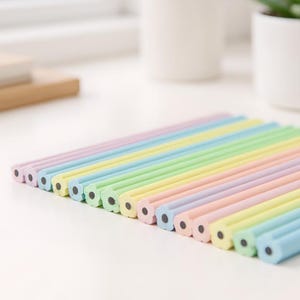 Pastel HB/2B pencil set, with eraser cap, heart-shaped barrel and perforated grip, back-to-school stationery gift.