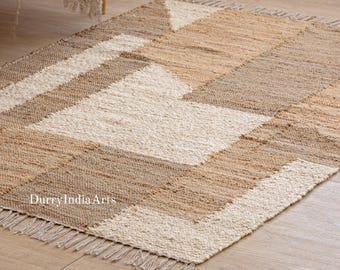 Cotton Jute Rug - Outdoor Cotton Jute Rug | Woven Cotton Rug Style