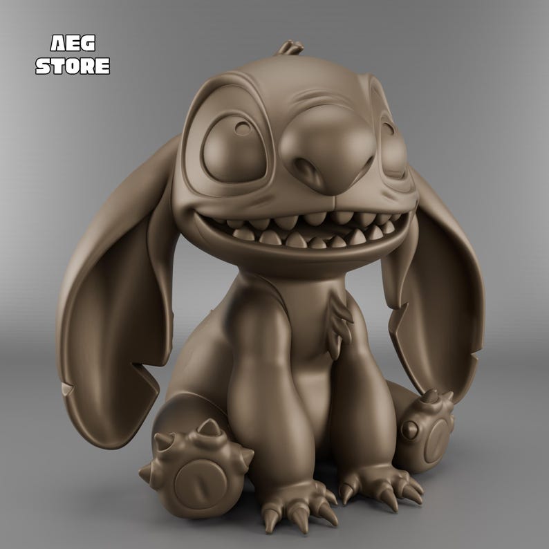 Stitch Figure 3D Model, Printable Statue STL File