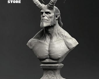 Archivo STL del busto de Hellboy, modelo de estatua imprimible en 3D (descarga digital)