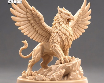 Archivo STL de figura de grifo, estatua de grifo imprimible en 3D, modelo de escultura ornamentada