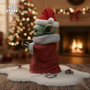 Christmas Grogu Figure STL File, Yoda Star Wars Figure 3D Model, 3D Printable Chirstmas Grogu Statue STL