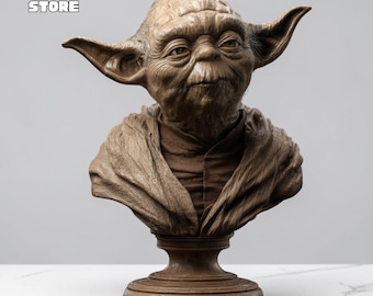 Archivo STL del busto de Yoda, archivo del modelo 3D de Yoda de Star Wars, archivo STL de la estatua de Grogu imprimible en 3D