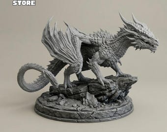 Archivo STL de figura de dragón, estatua de dragón imprimible en 3D (descarga digital)