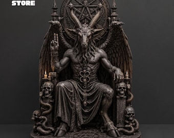 Baphomet Throne Figure STL 3D Model, Printable Statue File