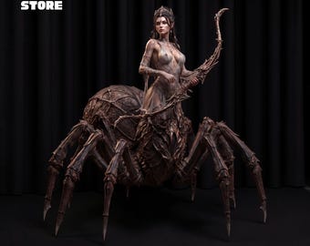Spider Queen Figure STL, Dark Elf Monster Miniature, Fantasy 3D Model (STL File)