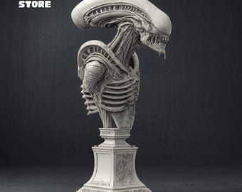 Archivo STL de busto de xenomorfo, modelo 3D de escultura de xenomorfo, estatua de xenomorfo imprimible en 3D (archivo STL)