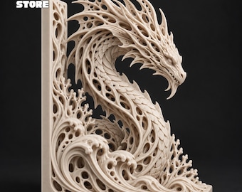 Detailed Dragon Bust 3D Model, Fantasy Dragon Statue STL File (Digital Download)