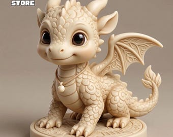 Figura de dragón bebé en formato STL, modelo 3D, estatua imprimible (descarga digital).