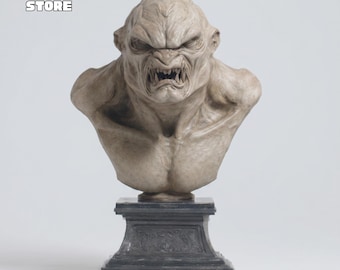 Archivo STL de busto de orco, modelo 3D de orco de El Señor de los Anillos, estatua de orco imprimible en 3D (archivo STL), escultura Uruk-hai inspirada en El Señor de los Anillos.