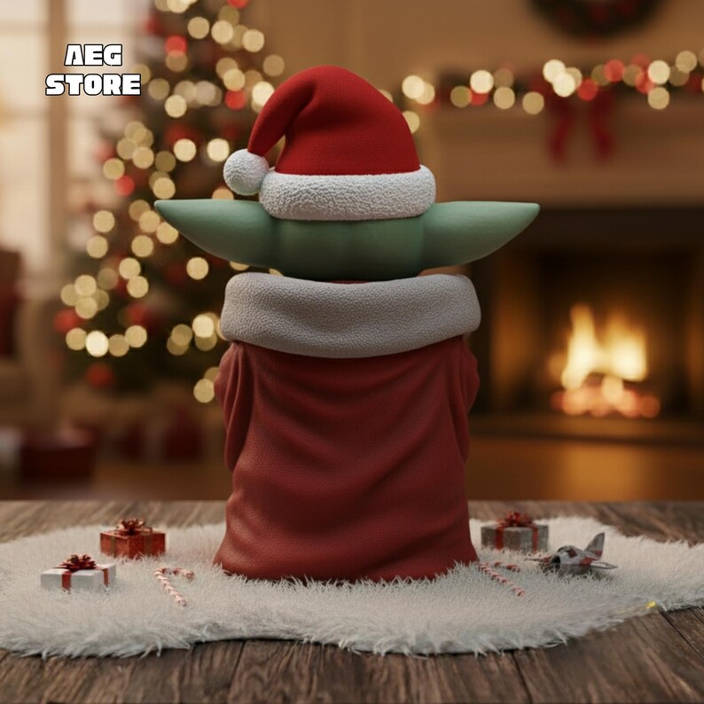 Christmas Grogu Figure STL File, Yoda Star Wars Figure 3D Model, 3D Printable Chirstmas Grogu Statue STL