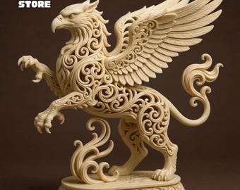 Busto de grifo detallado, archivo STL, estatua de grifo imprimible en 3D, modelo de escultura ornamentada