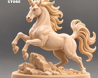 Modelo 3D de unicornio encabritado, figura de caballo de fantasía (archivo STL)