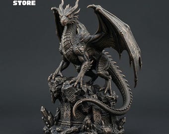 Archivo STL de figura de dragón, estatua de dragón imprimible en 3D (descarga digital)