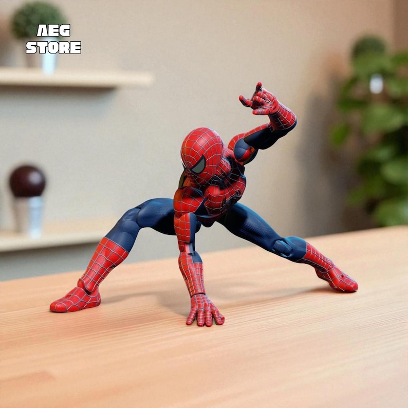 Spiderman Action Figure STL File, 3D Printable Articulated Spiderman Model, Spiderman Statue STL File