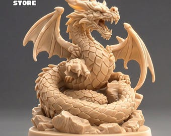 Archivo STL de busto de dragón detallado, modelo 3D