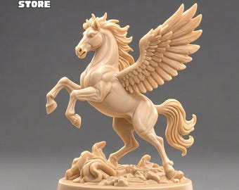 Figura de Pegaso en formato STL, escultura imprimible en 3D (descarga digital)