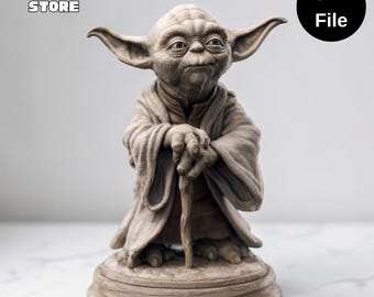 Archivo STL de la figura de Yoda, archivo de modelo 3D de Yoda de Star Wars, archivo STL de la estatua de Grogu imprimible en 3D