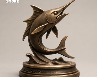 Archivo STL de pez espada, escultura de vida marina oceánica, estatua de anguila imprimible en 3D