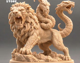 Figura de quimera STL, modelo 3D de león, cabra y serpiente de la mitología griega (archivo STL)