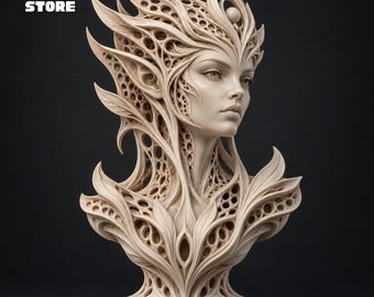Elven Queen Bust STL File, Fantasy 3D Printable Statue (Digital Download)