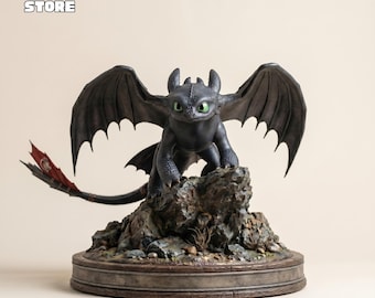 Toothless Figure STL File, Toohless Figure 3D Model, 3D Printable Toothless Statue STL