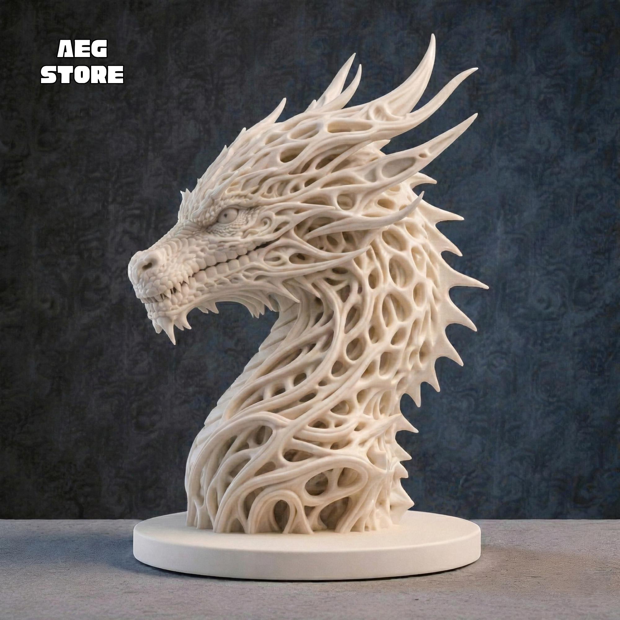 Detailed Dragon Bust STL File, 3D Model, Printable Statue (STL Download ...