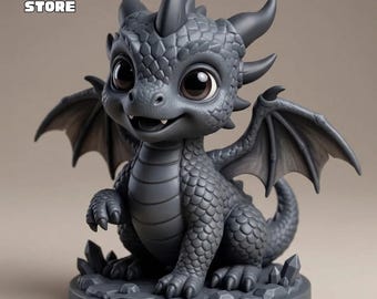 Baby Dragon Figure STL File, Dragon Figure 3D Model, 3D Printable Dragon Statue STL