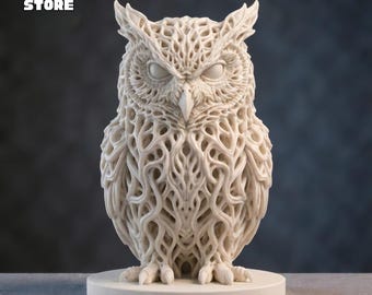 Detailed Owl Bust 3D Model, 3D Printable Statue (STL File)