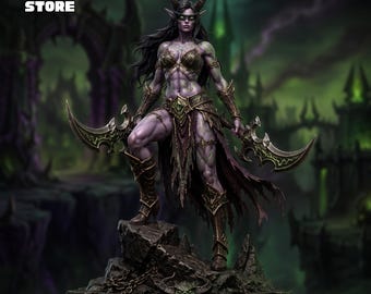 Demon Hunter STL File, Warcraft 3D Model, Night Elf Illidari Statue (STL Download)