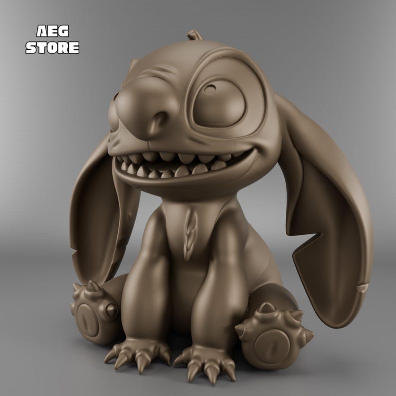 Stitch Figure 3D Model, Printable Statue STL File