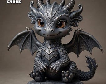 Figura de dragón bebé en formato STL, modelo 3D, estatua imprimible (descarga digital).