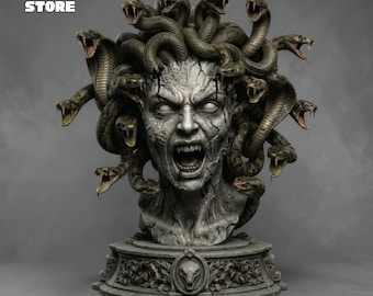 Medusa Bust 3D Model, Printable Statue Figure (STL File)