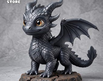 Figura de dragón bebé en formato STL, estatua de dragón imprimible en 3D.