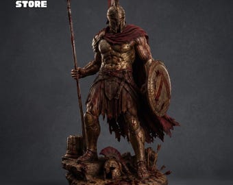 Spartan War King Figure STL File, Ancient Greek Fighter Miniature, 3D Printable Statue