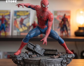 Spiderman Figure STL File, Spiderman Marvel 3D Model, 3D Printable Spiderman Statue STL, Peter Parker 3D Model
