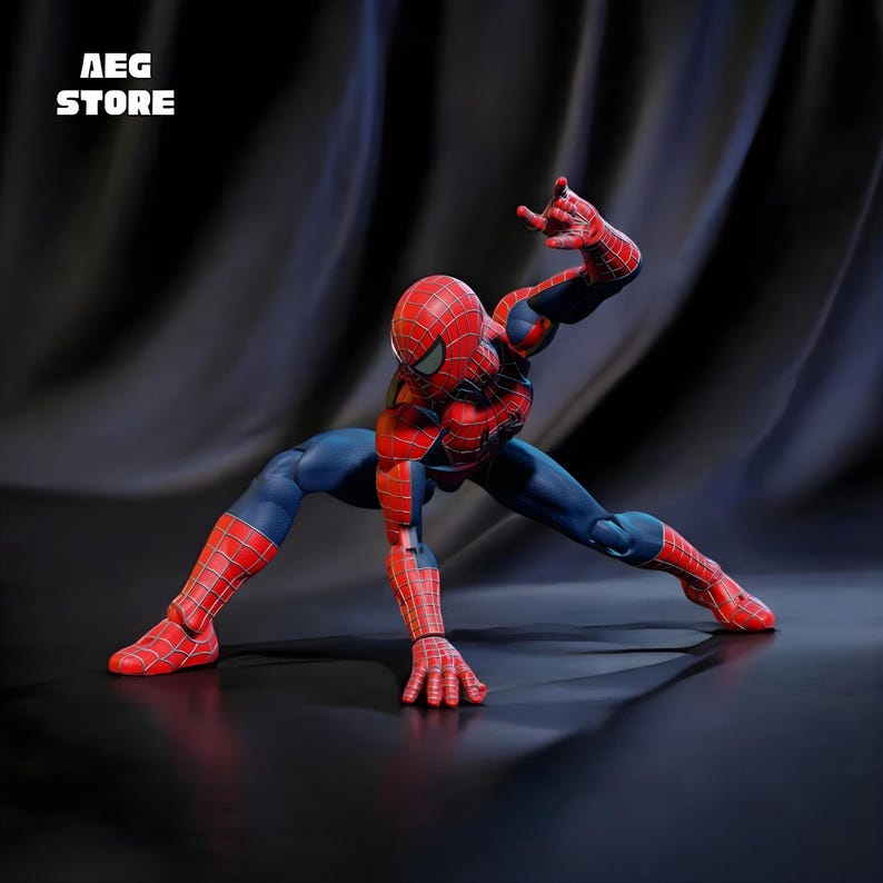 Spiderman Action Figure STL File, 3D Printable Articulated Spiderman Model, Spiderman Statue STL File