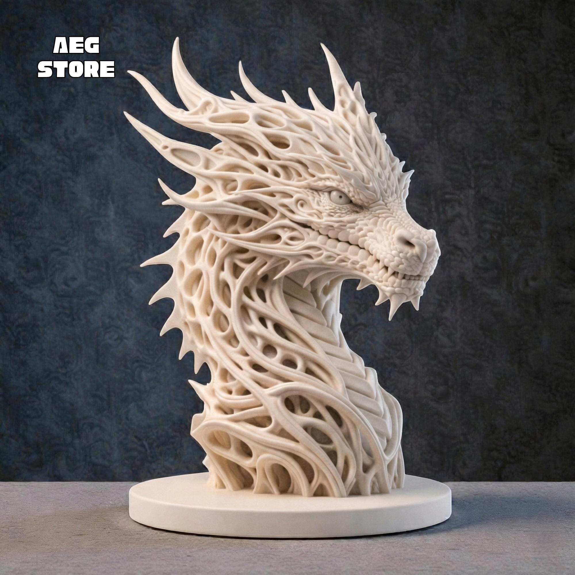 Detailed Dragon Bust STL File, 3D Model, Printable Statue (STL Download ...