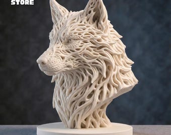Archivo STL 3D de busto de lobo detallado