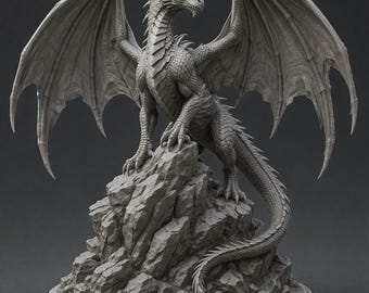 Archivo STL de figura de dragón, estatua de dragón imprimible en 3D (descarga digital)