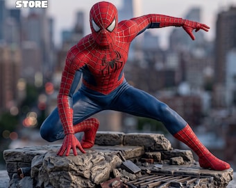 Spiderman Figure STL File, Spiderman Marvel 3D Model, 3D Printable Spiderman Statue STL, Peter Parker 3D Model