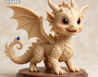 Figura de dragón bebé en formato STL, modelo 3D, estatua imprimible (descarga digital).